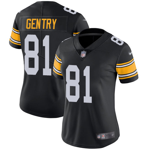 Women Pittsburgh Steelers Football #81 Limited Black Zach Gentry Alternate Vapor Untouchable Nike NFL Jersey->women nfl jersey->Women Jersey
